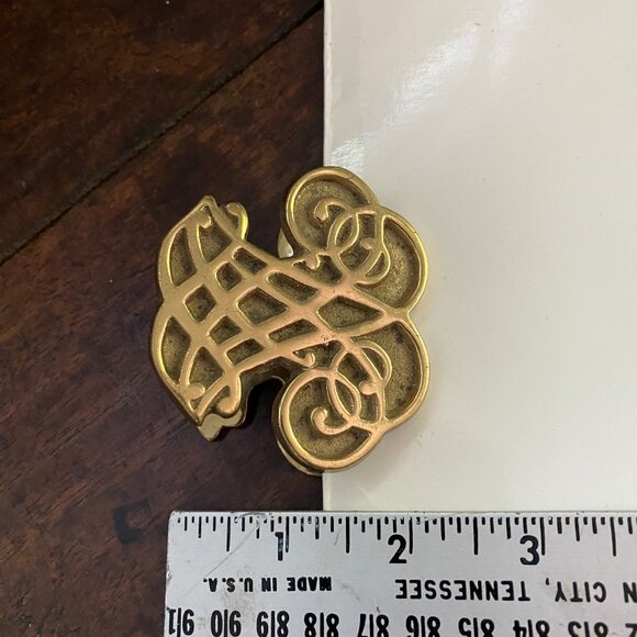 Solid Brass Fleur-de-lis large paperweight memo clip Thomas Jefferson design - Picture 3 of 3